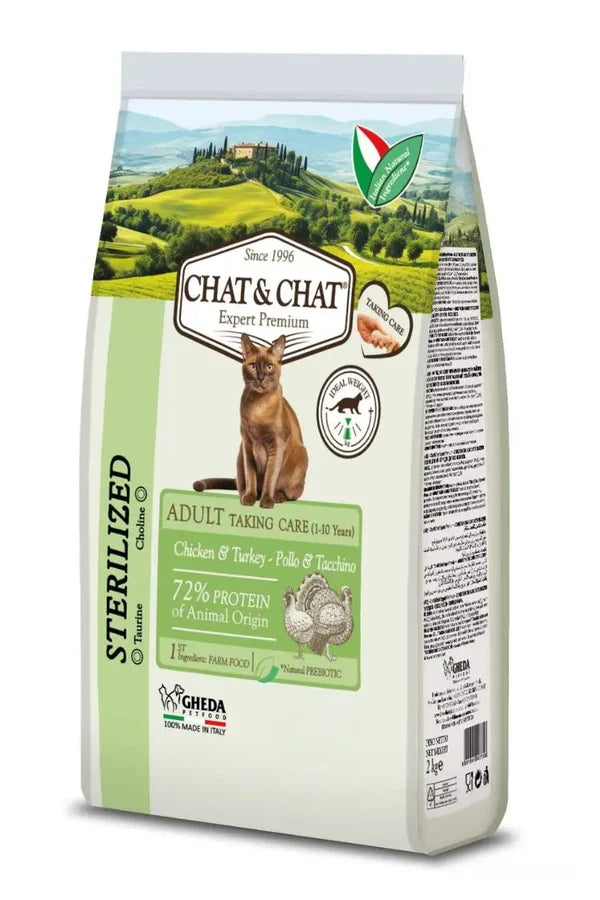 Expert Chat & Chat Care Adult Sterilized Cat Food Rich in chicken Poultry